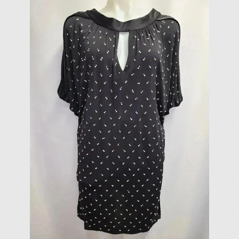 Marc Jacobs Black Satin Crystal Pearl Rhinestone Embellished Back Bow Dress 10 - Picture 2 of 16